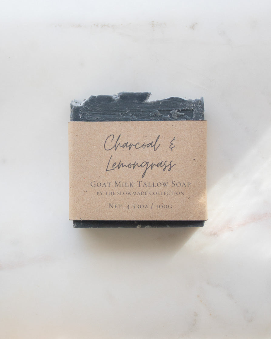 Charcoal Lemongrass Goat Milk Tallow Soap (100g)