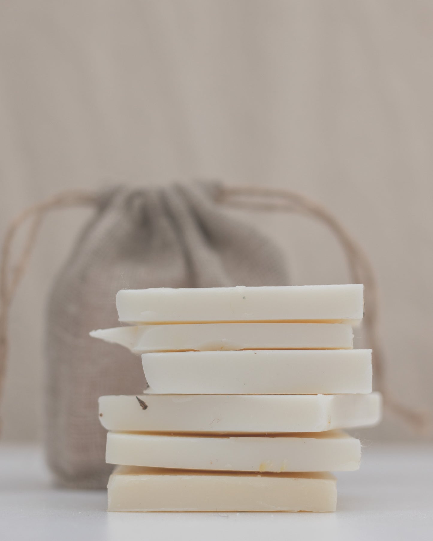 Tallow Soap Off-cut Slivers in Linen Drawstring Bag (250g)