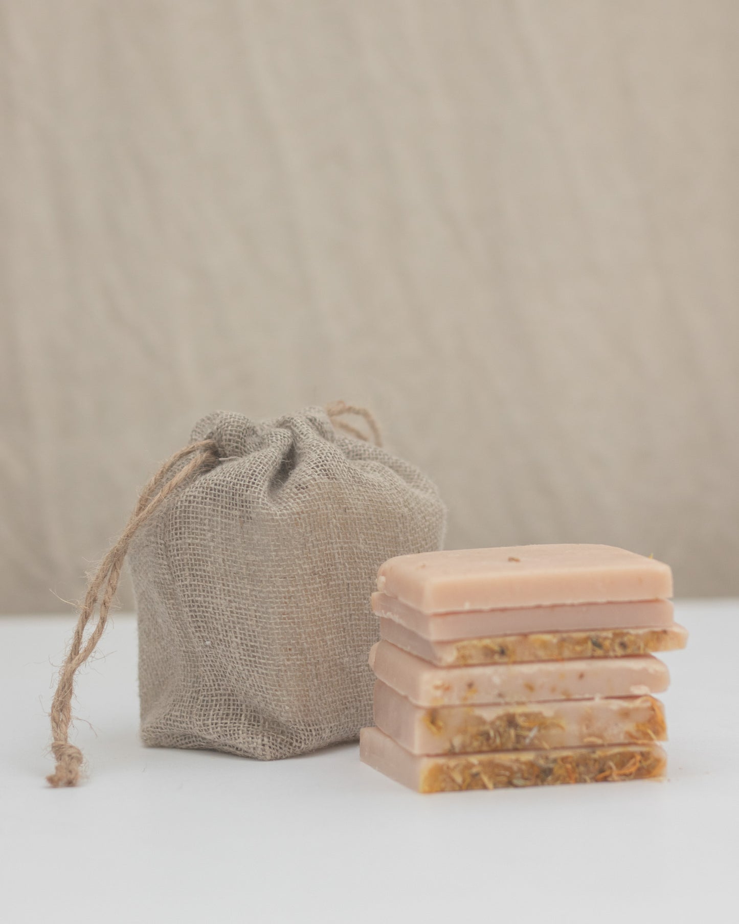 Tallow Soap Off-cut Slivers in Linen Drawstring Bag (250g)
